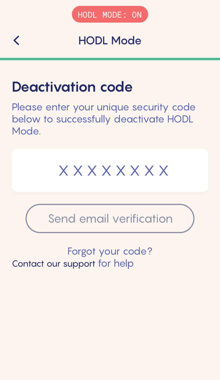Celsius Network - HODL MODE: Deactivation code